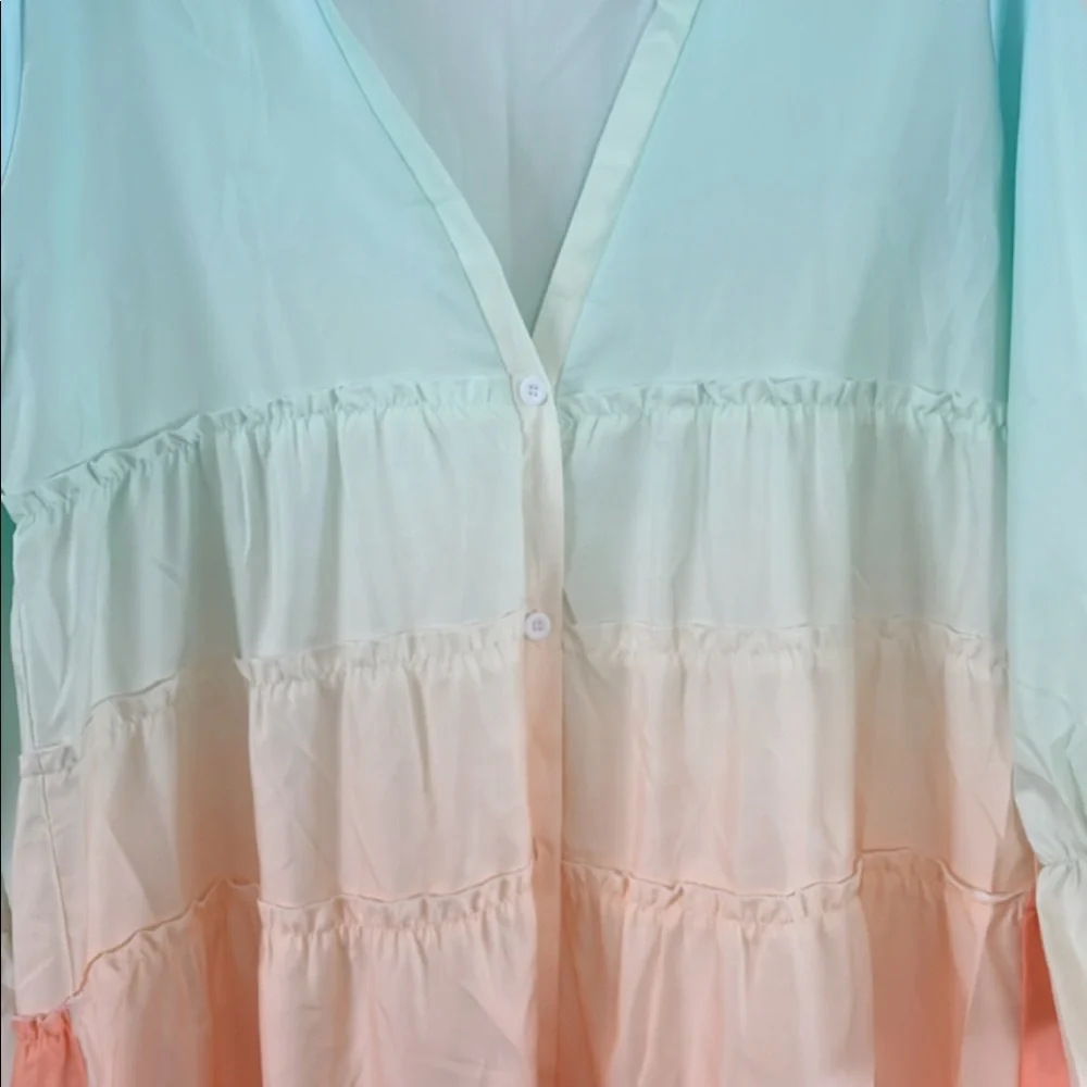 Boho High Low Button Ruffle Maxi Dress Cover Up - Picture 6 of 7